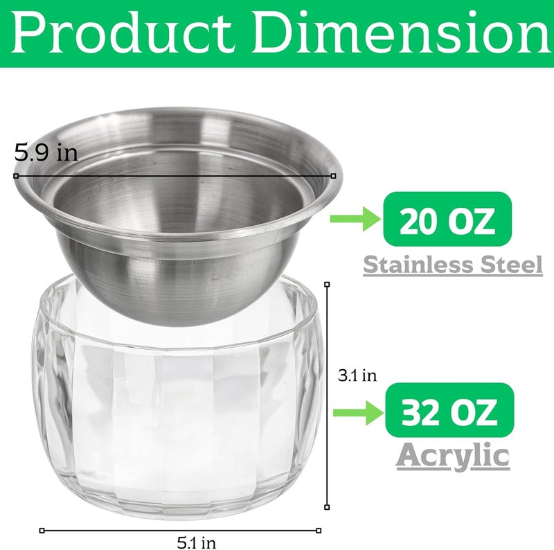 ZENFUN 2 Pack 20 Oz Chilled Dip Bowl with Acrylic Ice Bowl Base, Stainless Steel Ice Chilled Serving Dish Iced Salad Bowl Set for Chilled Pasta, Potato, Dressing, Fruit - Image 2